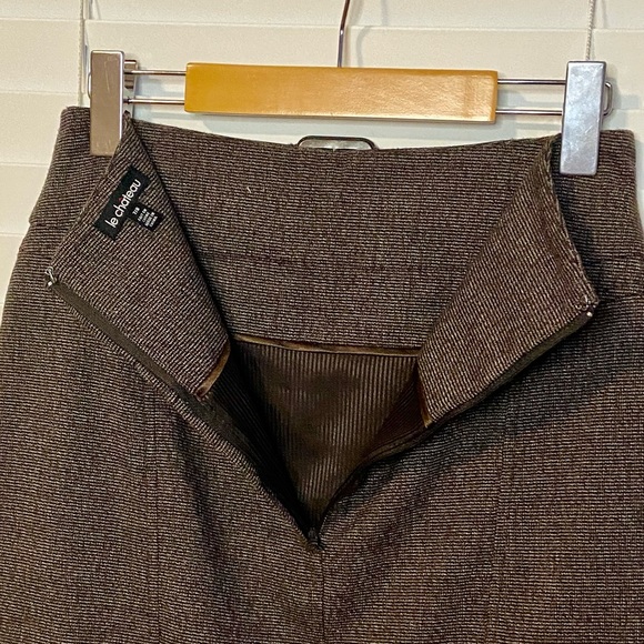 LE CHATEAU Vintage Midi Skirt Brown Leather Belt Design Lined Preppy Corpcore - Picture 5 of 13